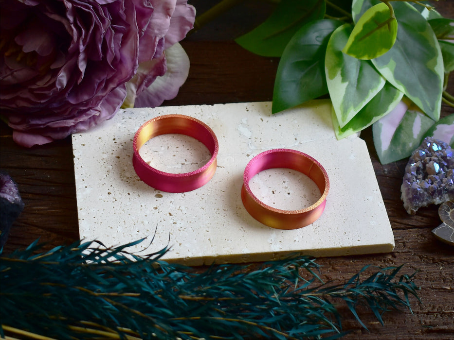 Ear Tunnels 10-100mm Gold Pink | Pair | Ultra Light Thin-wall Ear Plugs | Gauge Earrings | Gauged Plugs
