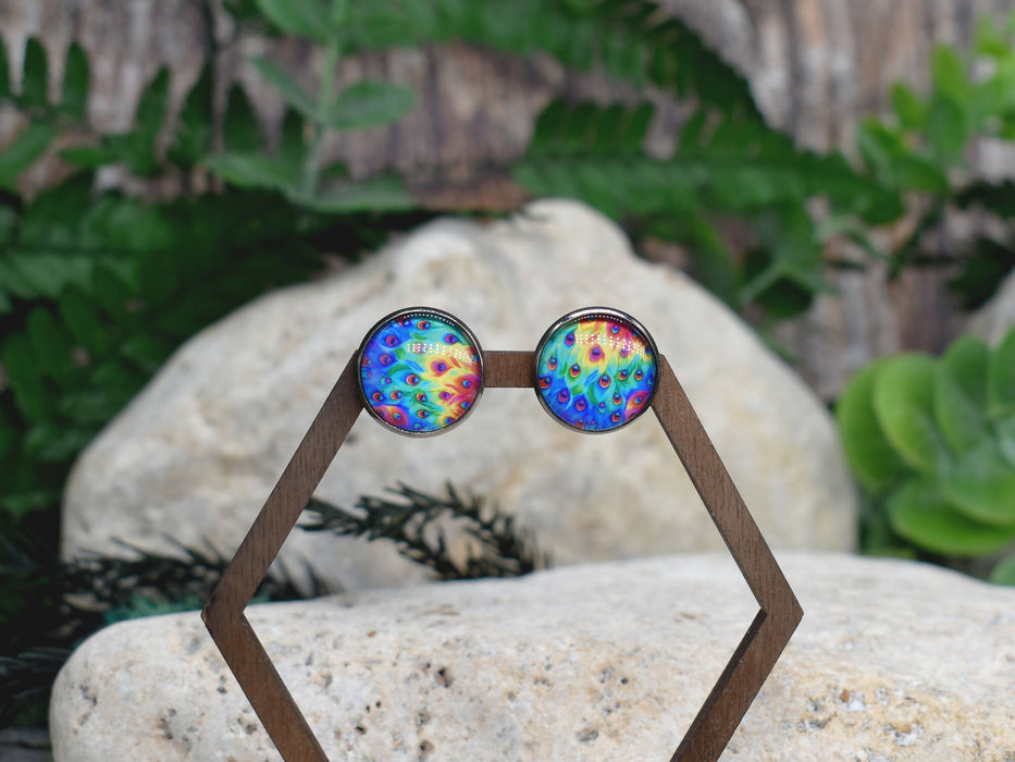 Stud Earrings With Resin Cabochon #306