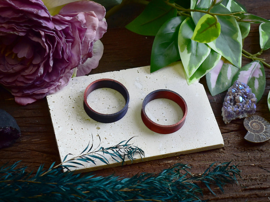 Ear Tunnels 10-100mm Black Red | Pair | Ultra Light Thin-wall Ear Plugs | Gauge Earrings | Gauged Plugs
