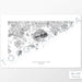 Map wall decor of Acadia National Park with modern map art in black and white.