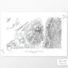 Horizontal custom topo map print of Adirondack Mountains, New York. Contour lines show the mountain topography of the area. Mountain elevation artwork.