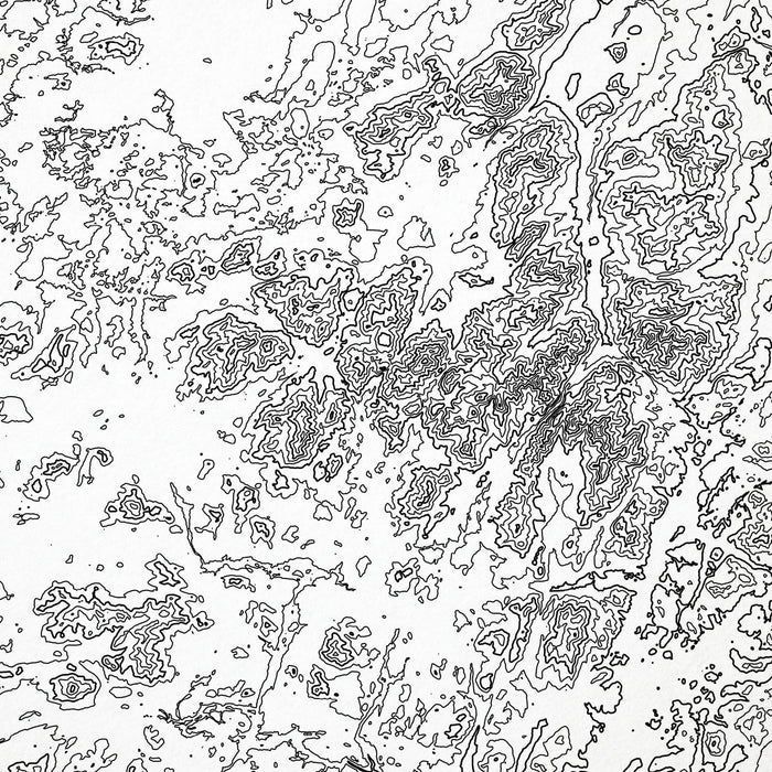 Close look at the Adirondack Mountains topographic map art. Clean lines give it a modern and minimalist style.