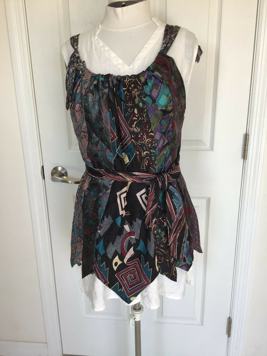 Silky upcycled sleeveless top from mens ties (XS-L)