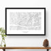 Framed travel art of Arapahoe Basin, featuring topography map art in black and white.