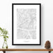 Topographic ski map art of Araphahoe Basin, Colorado with a black frame. 