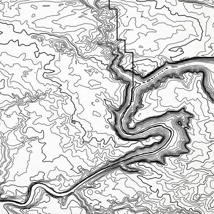 Close-up of contour lines that represent Arches National Park topography on the map poster.