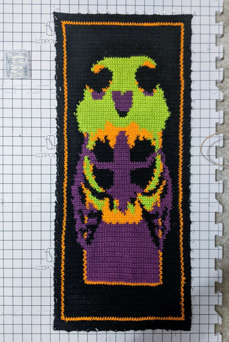 Photograph of the sample on a blocking mat.