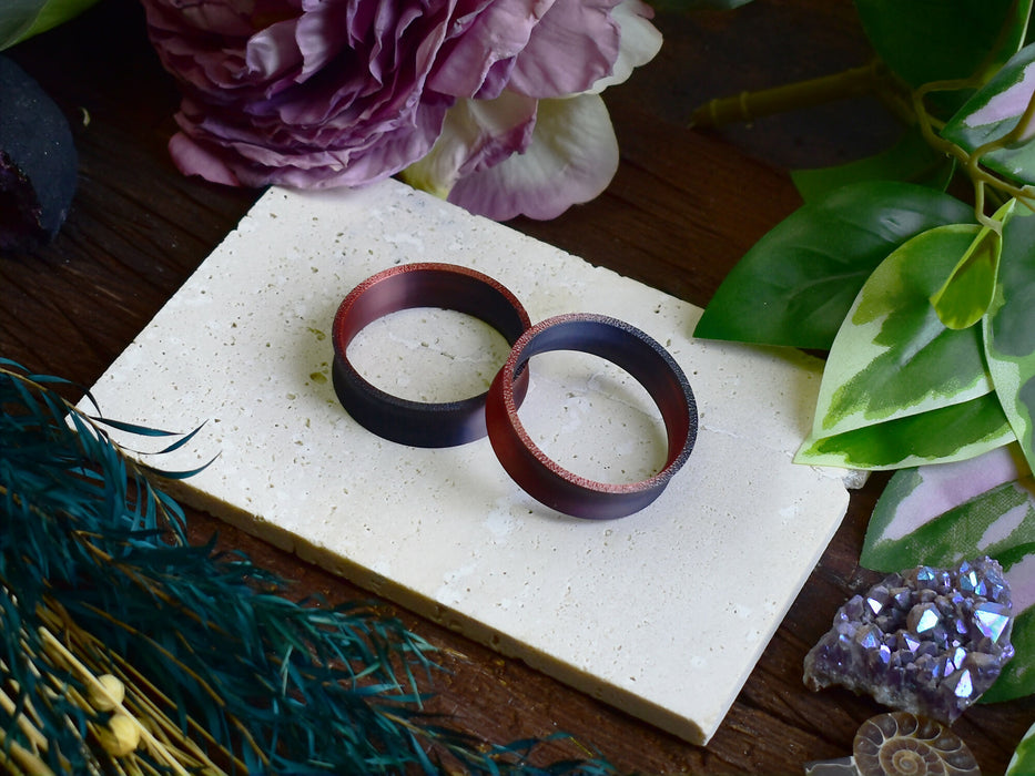 Ear Tunnels 10-100mm Black Red | Pair | Ultra Light Thin-wall Ear Plugs | Gauge Earrings | Gauged Plugs
