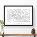 Badlands National Park topographic map art poster with black frame.