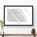 Framed travel art of Banff National Park, featuring topography map art in black and white.