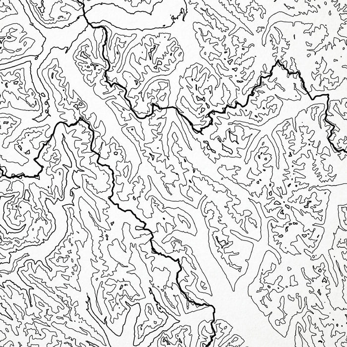 Close-up of contour lines that represent North Cascades National Park topography on the map poster.