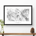 Framed travel art of Big Bend National Park, featuring topography map art in black and white.