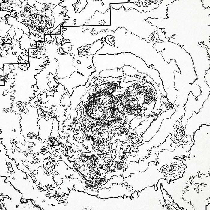 Zoomed in view of Big Bend National Park poster with a topographic map.