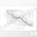 Horizontal custom topo map print of Black Canyon of the Gunnison National Park. Contour lines show the steep canyon topography of the area. National Park artwork