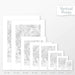 Available sizes for Black Elk Peak, South Dakota topographic maps. 5x7, 8x10, 11x14, 16x20, 18x24, 24x36, and 27x40 posters shown. as black and white prints on a gray background.