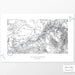 Mountains art print of the Blue Mountains (the Blues) in Washington and Oregon with a topographic map. Black contour lines on a white background.