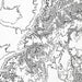 Close-up of contour lines that represent topography on the map poster of the Blue Mountains, Washington and Oregon.