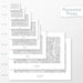 Available sizes for Bluewood ski area topographic maps. 5x7, 8x10, 11x14, 16x20, 18x24, 24x36, and 27x40 posters shown. as black and white prints on a gray background.
