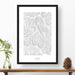 Bluewood Ski Area featured in a topographic map poster, 24 inches by 36 inches, in a vertical orientation, with a black solid wood ready-to-hang frame.