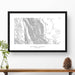 Framed black and white print of Bob Marshall Wilderness with topography art.