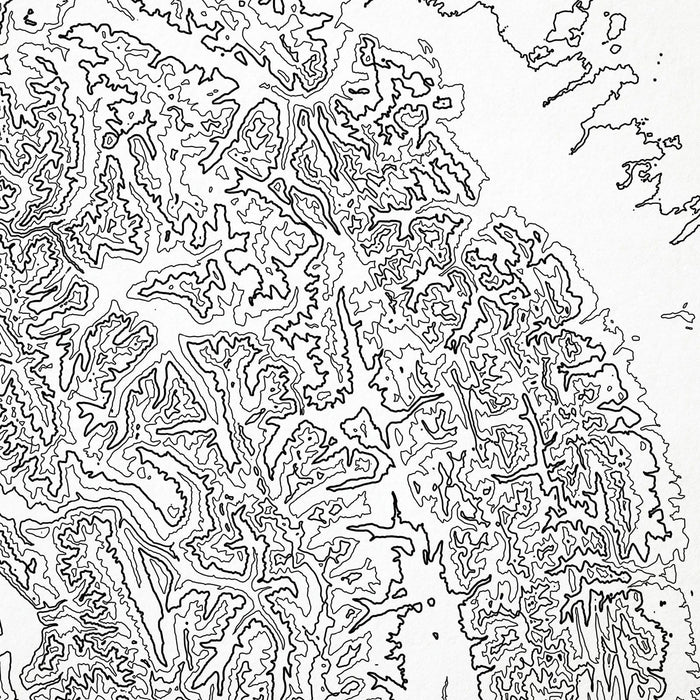Close up of Bob Marshall Wilderness decorative map.