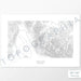 Example topographic map print of Borah Peak, Idaho. Art uses horizontal orientation. Print shows landscape of the area using contour lines. On the artwork is a title and concise info of location and elevation.