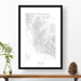 Borah Peak, Idaho topographic map poster, 24 inches by 36 inches, in a vertical orientation, with a black solid wood ready-to-hang frame.