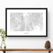 Framed black and white print of Breckenridge, Colorado topography art. Text can be added to create a custom map poster as a travel gift.
