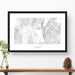Butte, Montana topographic map art poster with black frame.