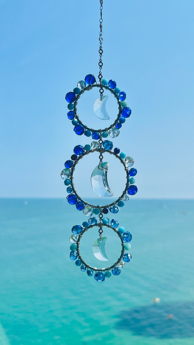 Blue Moon Glass Bead Suncatcher