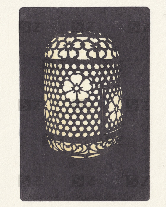Woodblock print card – lantern