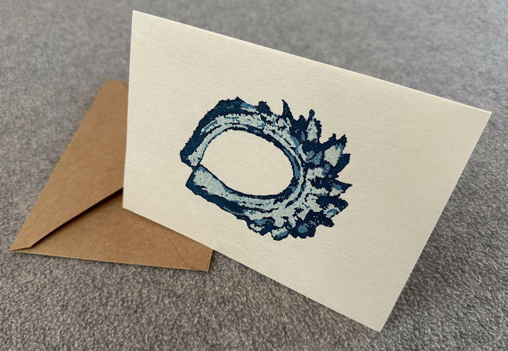 Woodblock print card - calendula seed