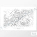 National Park print of Canyonlands with a topographic map. Black contour lines on a white background.