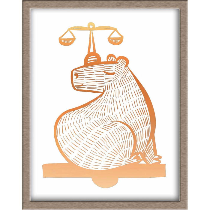 Capybara Zodiac Foiled Print - 07 - Libra Posters, Prints, & Visual Artwork JoyousJoyfulJoyness 