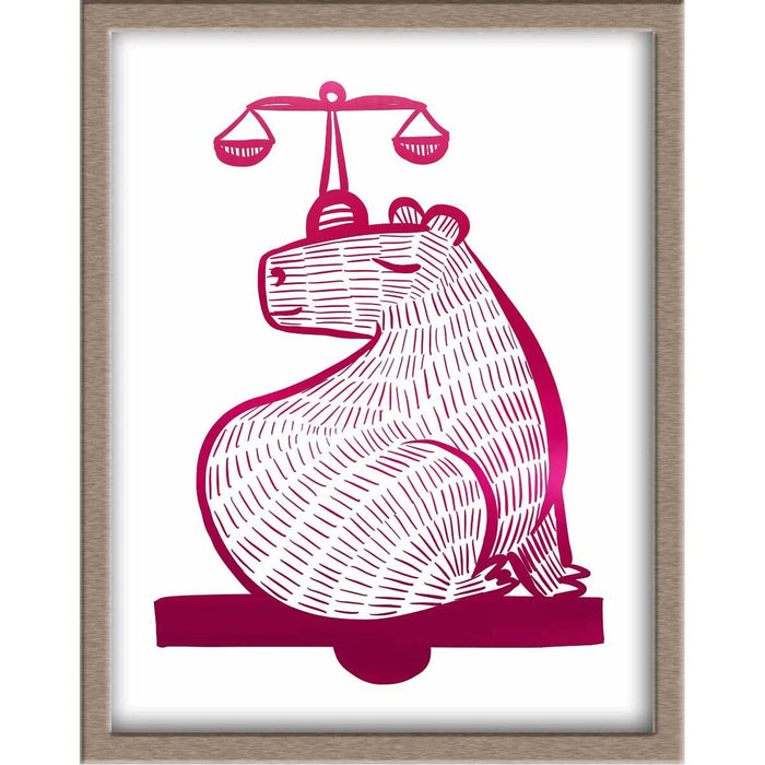 Capybara Zodiac Foiled Print - 07 - Libra Posters, Prints, & Visual Artwork JoyousJoyfulJoyness 