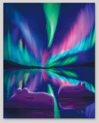 Capybaras and Northern Lights Non-Holographic Matte Sticker