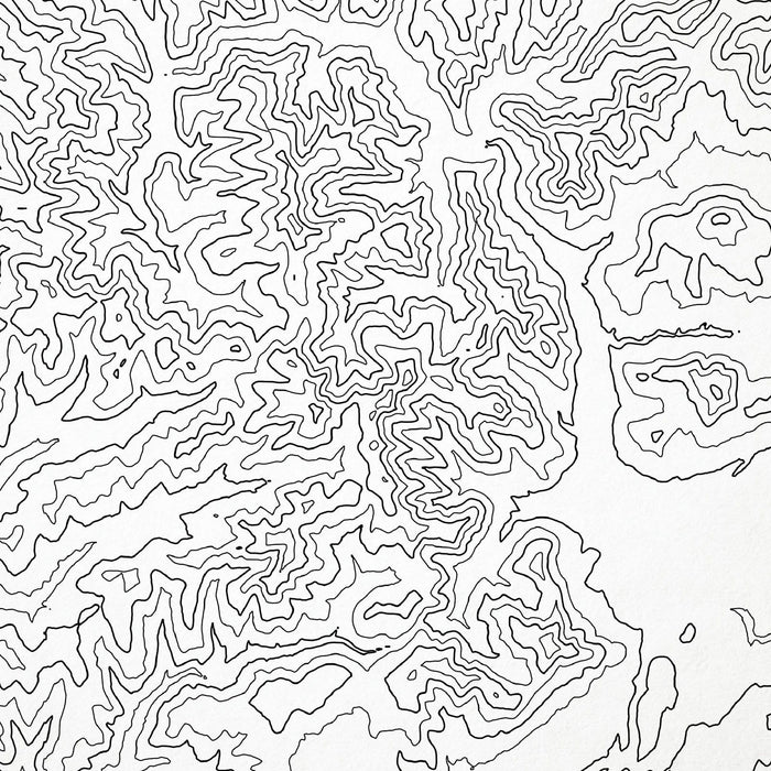 Close-up of contour lines that represent Catskill Mountains topography on the map poster.
