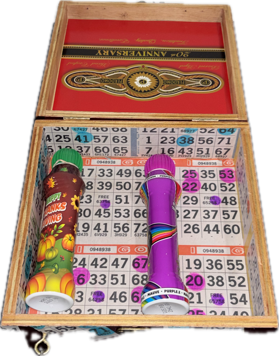 Bingo Box, Bingo Dabber Holder, Upcycled Cigar Box, Lucky Bingo Box, Bingo Lover Gift, Solid Wood, Unique Bingo Box with Handle,