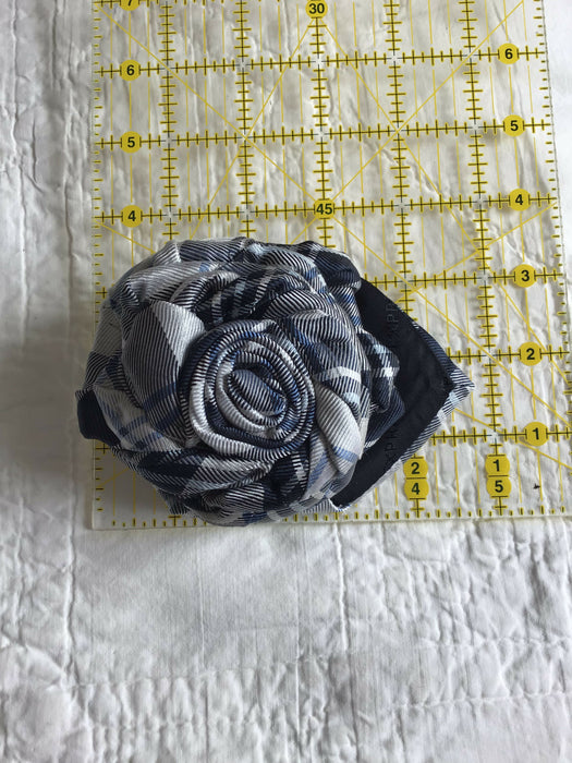 Upcycled tie brooch, necktie rose pin