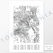 Colorado 14ers poster with black and white contour lines to represent topography and a legend that includes Colorado's 58 highest peaks, ordered by elevation with check boxes to mark mountain summits.