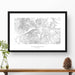 Framed travel art of the Columbia River Gorge in Washington and Oregon, featuring topography map art in black and white.