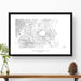 Mount Shasta, California topographic map art poster with black frame.