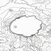 Close-up of black labels and contour lines for Crater Lake National Park poster with map art.