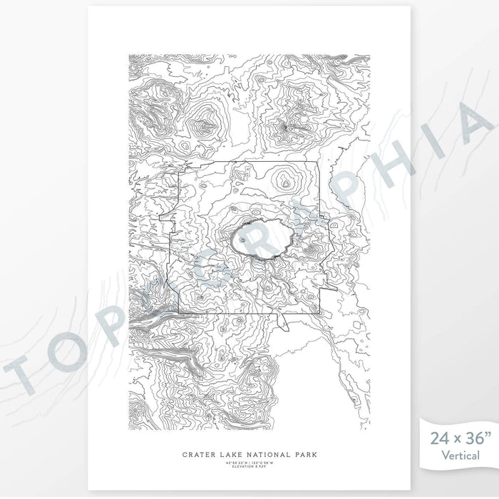 Poster print of Mount Shasta, California with topography art.