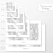Available sizes for Crested Butte, Colorado topographic maps. 5x7, 8x10, 11x14, 16x20, 18x24, 24x36, and 27x40 posters shown. as black and white prints on a gray background.