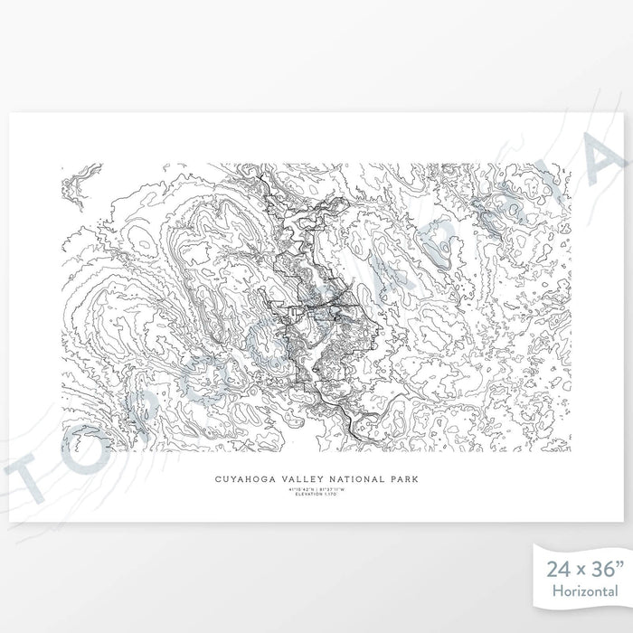 Horizontal Cuyahoga Valley National Park poster with topography.