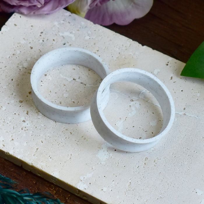 Ear Tunnels 10-100mm White Marble | Pair |Ultra Light Thin-wall Ear Plugs | Gauge Earrings | Gauged Plugs