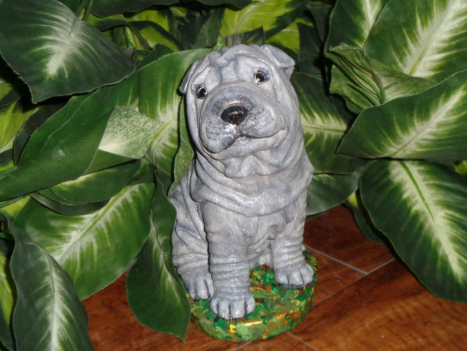 Shar-Pei Dog Concrete Statue 4.75 x 7 x 8" High