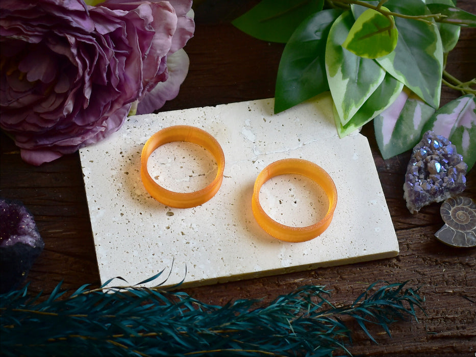 Ear Tunnels 10-100mm Translucent Orange | Pair | Ultra Light Thin-wall Ear Plugs | Gauge Earrings | Gauged Plugs