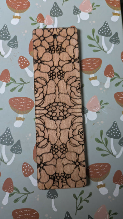 Floral Wooden Bookmark A